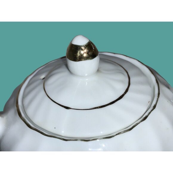 Vintage White Floral Rose TEA POT Made in Japan - Picture 6 of 10